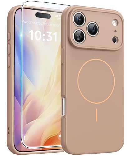 Image of FNTCASE for iPhone 17 Pro Max Case: [Compatible with Magsafe] Integrated Silicone Phone Cases with [Full Camera Protection] [Screen Protector] Military Grade Shockproof Protective Cover - Full Gold