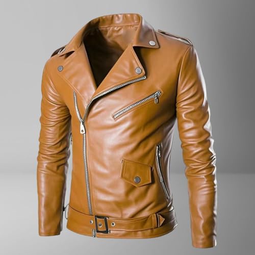 Chaqueta biker de cuero sintético PU para hombre miniatura 7