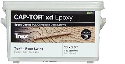 Deckfast CAP-TOR xd Epoxy Capstock + Composite Screw 350 Pack #10 x 2-3/4" (#64 Sand, Matches Trex Rope Swing)