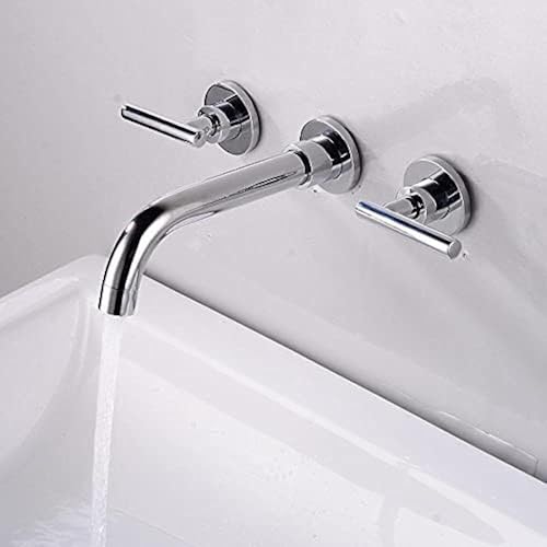 Robinet de baignoire mural chromé avec mitigeur rotatif à double commande - 2