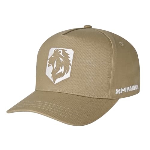 XMMAXFLOW Unisex Lion Embroidery Fashion Baseball Cap with Adjustable Structure Cotton Cap Khaki