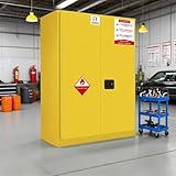 272 Gallon Fire-Resistant Steel Storage Cabinet Flammable Cabinet with Double-Wall Zinc Plated Steel, Leak-Containment Base & Adjustable Shelves for Labs, Garages, Industrial Facilities
