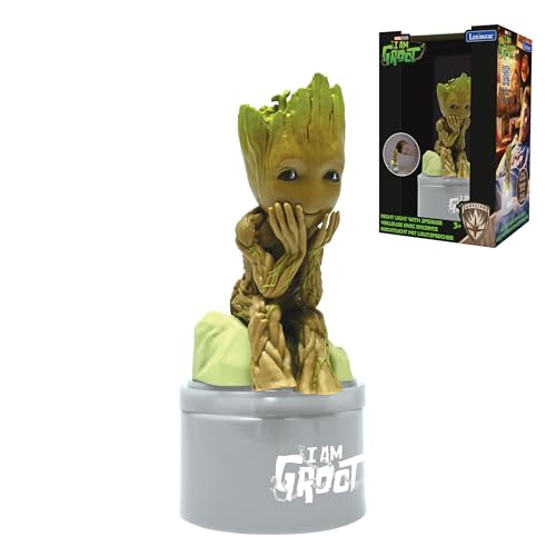 Lexibook, Marvel Gardiens de la Galaxie, Veilleuse Groot avec Haut-Parleur pour Chambre d’Enfant, lumière Douce, à Piles, Gris/Marron, NS01GG