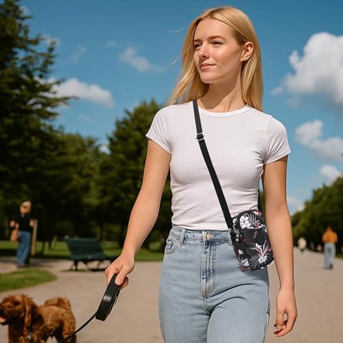 AOCINA Small 4.5 x 6.5 Crossbody Bag for Women Girls Concert Stadium Approved Lightweight Nylon Mini Cross Body Phone Purse (Black Floral)
