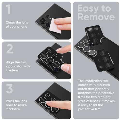 FLOLAB NanoArmour para Samsung Galaxy S24 Ultra Protetor de lente de câmera durável, capa de câmera