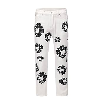 Harajukus Color Block Flower Full Print Kanye Jeans Pants