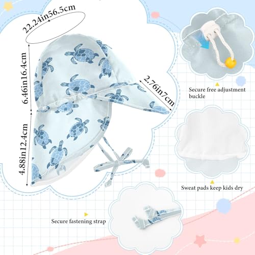 Infant Sun Hat Baby Boys' Summer Hat Baby Girls' Sun Protection Wide Brim Traveling Camping Hat Blue Turtle Sea Simple4