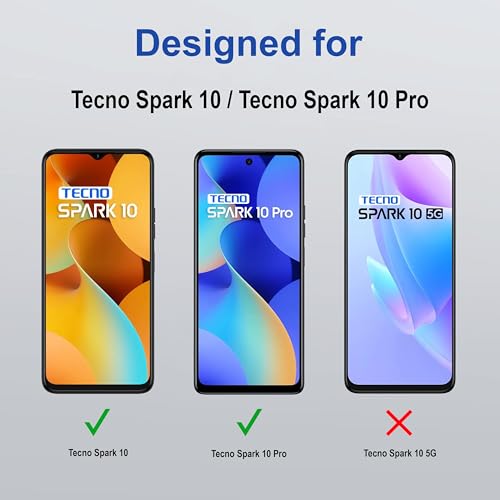 Image of ZAP CASE HD Plus Tempered Glass Screen Protector Compatible For Tecno Spark 10 (Black) Edge To Edge Coverage With Easy Installation Kit
