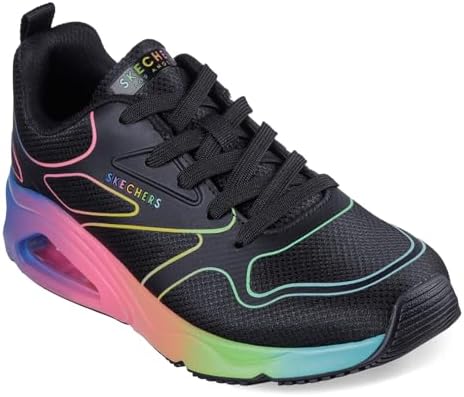 Skechers Women's TRES-AIR UNO-Rainbow Roads Sneaker, Black Mulit, 11 | Image 2