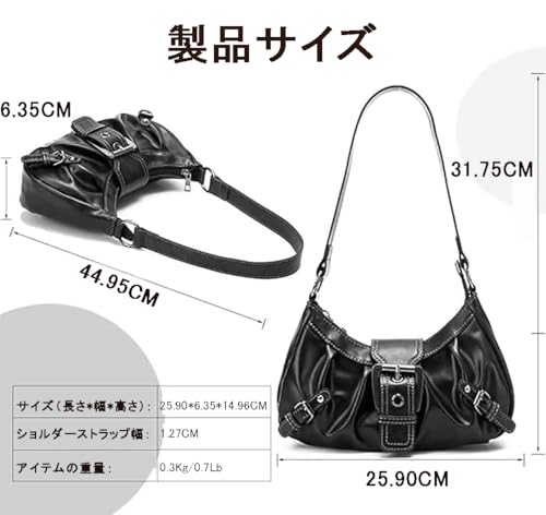 AFMKTICA Y2K 女性用トレンディパース、レザーバックル パンク ホーボー クラッチ パース バッグ レディース トップハンドル ショルダーバッグ の商品画像 3