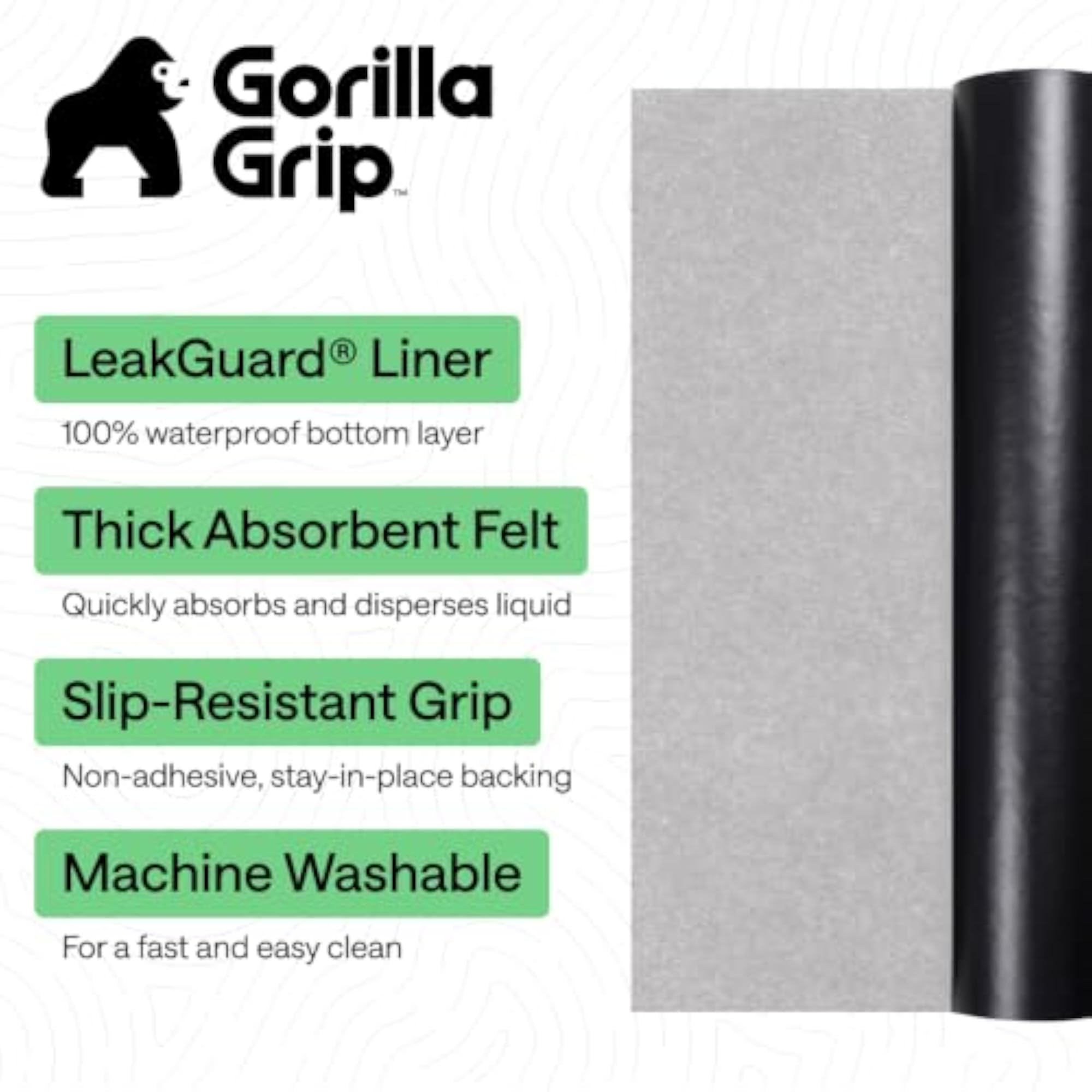 LeakGuard Under Sink Mat for Kitchen Cabinet, 24x30 Light Gray