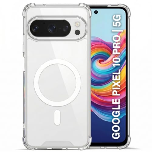 Image of TRUEUPGRADE Back Cover for Google Pixel 10 Pro| Mag-Safe Printed Transparent Case | Hard PC Back + Soft TPU Bumper | Magnetic Print Shockproof Protective Cover | Crystal Clear