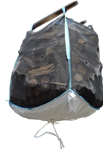 B Teurobrecher - 5 Stück Woodbag Big Bag Holz 100x100x130 cm (ohne Inhalt) mit Sternboden (Boden zum Öffnen) mit Netzgewebe aus Polypropylen - Stabil & Luftdurchlässig