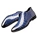 Leather Print Chelsea Boots Elastic Band Business Slip On Ankle Boots Fashion Classic Pull On Business Work Party Chukka Boots for Mens Dress Boots (Blue,8.5)