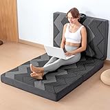 INGEROOM Foldable Mattress Twin - Memory Foam 4 inch Trifold Mattress for Camping, with Portable Handle, Non-Slip Folding Floor Bed Sofa for Guest Travel Yoga, Washable Breathable Cover