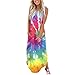 Donne Casual Moda Stampa Rotonda Collo Tasca Allentato Abito Da Spiaggia Abito Da Vacanza Abito Pizzo Donna Allentata Vestito, Multicolore A., XL