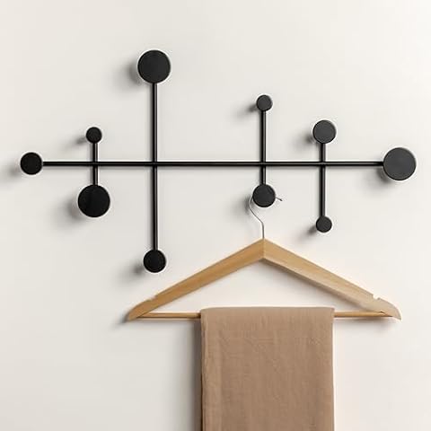 Kazai. 'Sval' Wall Wardrobe | Minimalist Coat Hook Design from Berlin | Modern Metal Wall-Mounted Coat Rack/Hooks | Black Cover