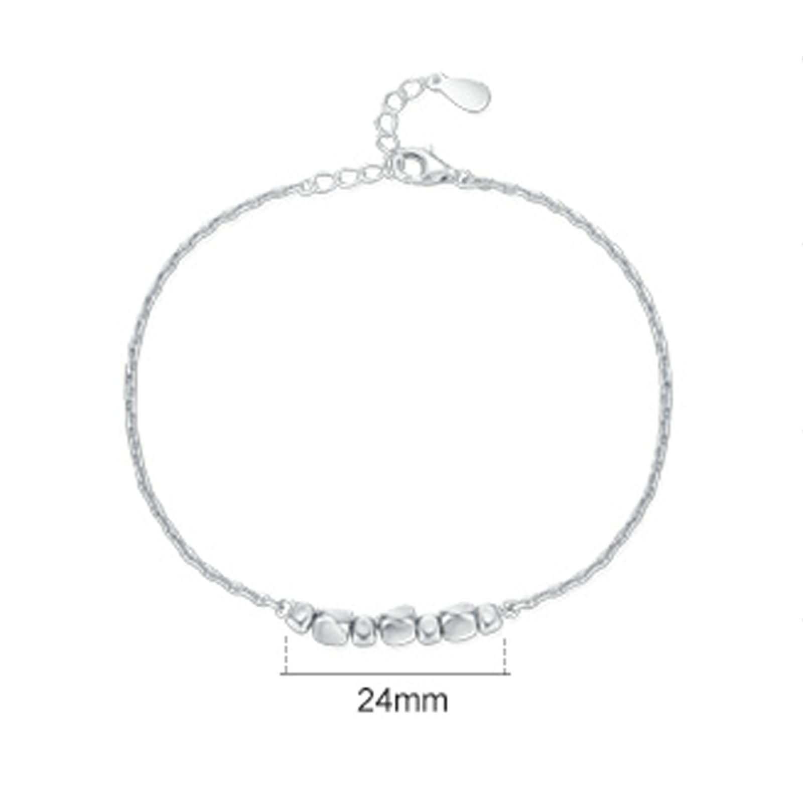 Pulseras Oro Blanco Mujer 9 K / 14 K / 18 K, Geométrico, Cadena Extensible 16 CM + 5 CM, Pulsera Mujer Ajustable de Plata
