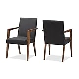 Baxton Studio Andrea Mid-Century Modern Dark Grey Upholstered Wooden Armchair