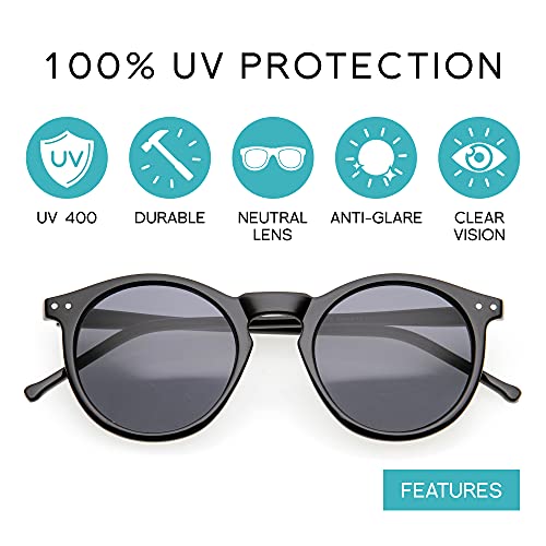 zeroUV - Vintage Retro Horn Rimmed Round Circle Sunglasses with P3 Keyhole Bridge2
