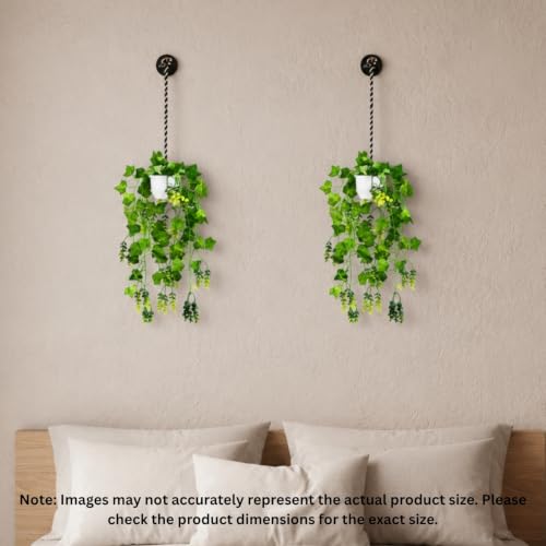 Image of fancymart Artificial Hanging Ivy Plant with White Hanging Pot & Rope, 60 cm Height, Pack of 2, Realistic Green Leaf Creeper for Home, Office, Living Room & Wall Decor