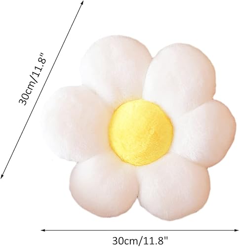 Miniatura 4 de lannery Almohadas de felpa de flores, cojín de suelo de flores para leer, habitación, ver la televisión (11.8 pulgadas, blanco-2)