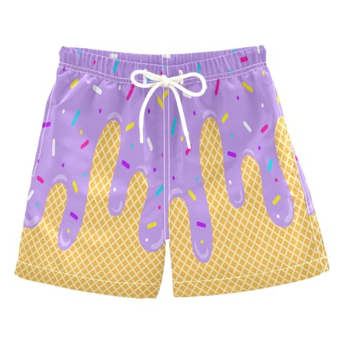 SLHKPNS Purple Ice Cream Boy Swim Trunks Quick Dry Bathing Suit Swimsuit,Toddler Beach Board Shorts L