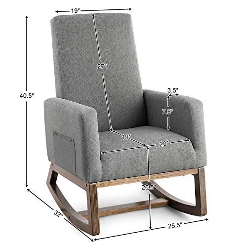 Sillón Mecedor Tapizado Gris miniatura 3