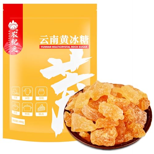 Whitejianpeak Chinese Rock Sugar for Pho & Cooking, Medium-sized Yellow Rock Sugar 10.58 oz (Pack of 1)