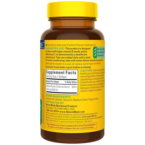 Nature Made Vitamin D3 5000 IU (125 mcg), 90 Vitamin D Softgels - image 8