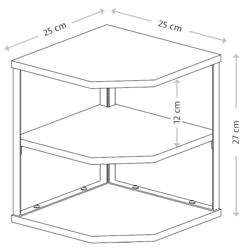Kesper | Estantería esquinera de Cocina con 2 Niveles, Material: Tablero de Fibra, Metal, Dimensiones: 26 x 28 x 26 cm, Color: Natural, Negro | 27833 - imagen 3