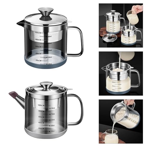 SHYYOULQE 1L Glass and Stainless Steel Tea Strainer Container: Ideal for Kitchen Storage and Brewing Teas - Image 2