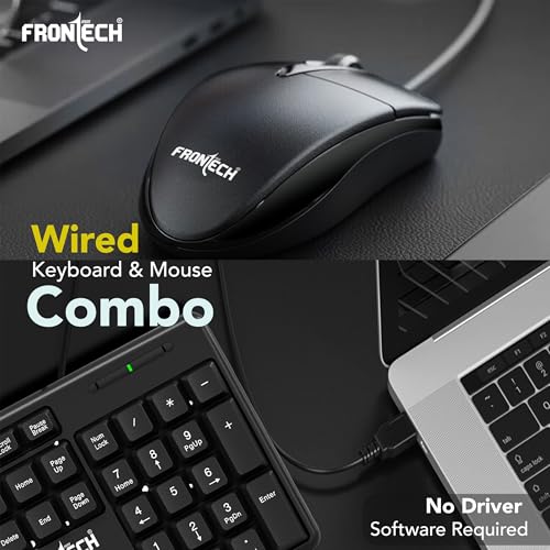 FRONTECH Wired Keyboard and Mouse Combo | Membrane Keys with Retractable Stands | USB Plug & Play | Ergonomic & Comfortable Design | 1 Year... - Image 2