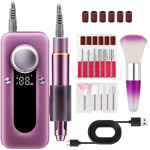Elektrische Nagelfräser 11 in 1 Kit, Palwin 35000RPM Elektrische Nagelbohrmaschine, Tragbares USB Elektrisches Nagelfeilenset für Acryl Gel Nägel Pediküre Polierwerkzeug mit Staubbürste für Haus Cover