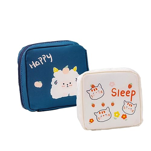 PENIKOKO 2 piezas Bolsa de Almacenamiento para Compresas de Oxford Diseño Portátil y Compacto Práctico para Viaje de Unidades Blanco y Azul Marino para Higiene Femenina