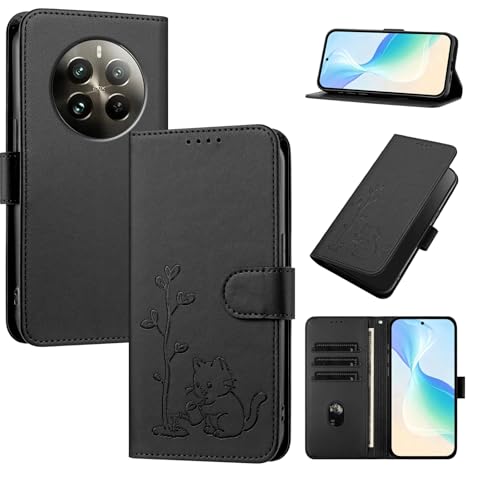 �X�}�z�P�[�X �Ή��@�� for Realme 12 Pro (Plus) 5G / P1 Pro 5G�yPU���U�[�� �}�O�l�b�g�J�� ���z �J�[�h�E�������[ �X�^���h�@�\�t���zBlack