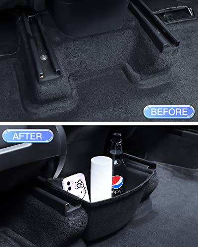 Yonzee Storage Box Compatible With Tesla Model Y Rear Center Console Flocking Underseat Organizer Tray, Backseat Second Row Organizer Storage Container Trash Can Replacement For Model Y Accessories #TOP5