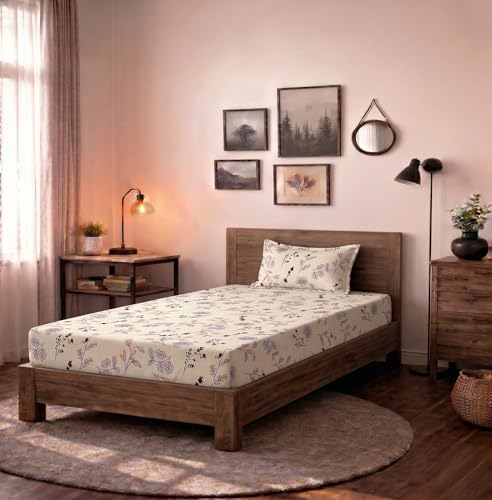 Image of HOMEKART (110 TC & 110 GSM 100% Cotton Feel Bedsheet for Single Bed with One King Size Pillow Covers Soft /Breathable Wrinkel Free -60x90 Inches - (Orang)