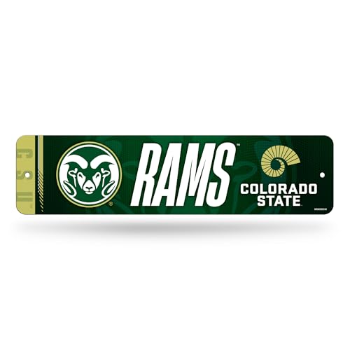 Rico Industries NCAA Colorado State Rams "Rams" Metal Street Sign 4" x 15" Home Décor - Bedroom - Office - Man Cave