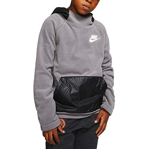 Nike Boys Sports WEAR NSW Pull Over Hoodie Winterized BV4509-056 Size S Gunsmoke/Black