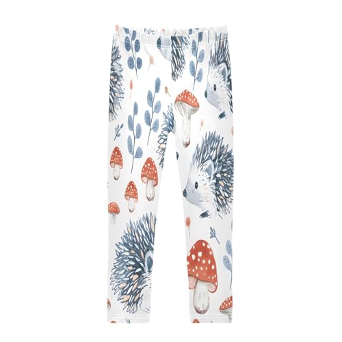 Bolaz Toddler Girls Leggings Printed Yoga Pants Leggings Hedgehog Mushrooms Forest for Kids