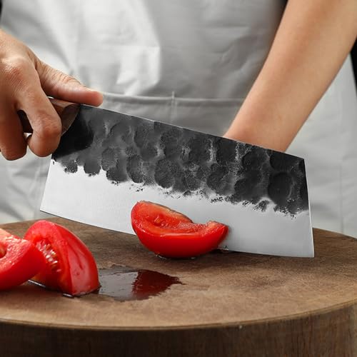 Japanese Chef's Knife 7 inch Handmade Forged Full Tang Kitchen Knife High Carbon Steel Cooking Knife with Wooden Handle for Home and Restaurant - Image 5