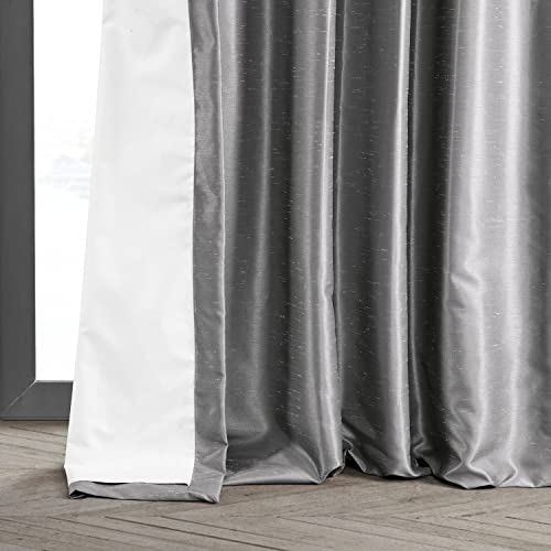 Hpd Half Price Drapes Pleated Faux Silk Blackout Curtains For Bedroom Vintage Textured 25 X 96 (1 Panel), Pdch-Kbs7Bo-96-Fp, Storm Grey #TOP7