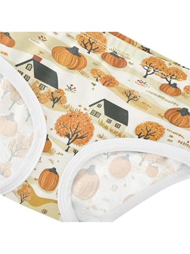 ZZKKO Fall Farmhouse Orange Pumpkin Girls Underwear Toddler Panties for Girls Comfort Brief Size 2T4