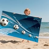 SYTTNUM Piłka nożna z nadrukiem plażowym, ręcznik plażowy, sportowy ręcznik plażowy, lekki i szybkoschnący, idealny wybór do sportów na świeżym powietrzu (160 x 80 cm)