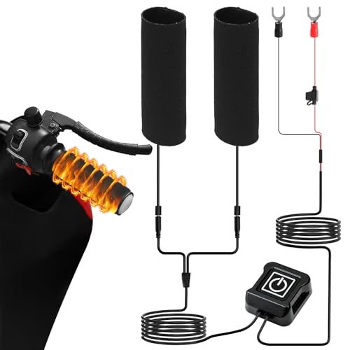 Heizgriffe Motorrad Overgrips, 12V Beheizte Griffe USB, Intelligente Dreistufige Temperaturregelung, Heizung Grips Handlebar für den Winter, Universal Motorrad Beheizte Handstange(1 Paar)