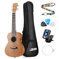 Fine craftsmanship: LEKATO ukulele uses high-quality mahogany as the main body, with full sound. The rosewood fingerboard is finely polished and 2.5D curved polished, with smooth edges and a rounded feel to prevent finger scratches. Precise tuning: T...