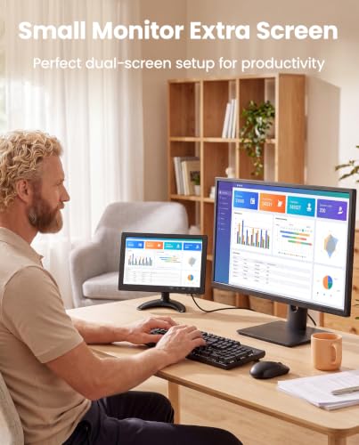 Image of Eyoyo 10.1 inch Security Monitor 1366x768 Resolution, Small HDMI Monitor Supporting HDMI VGA AV BNC USB Input, Small Screen with Built-in Speakers for PC CCTV Camera NVR(EM101AD)