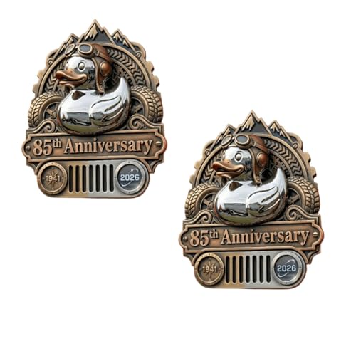 85Th Anniversary Rubber Duck Badge 2026 Adventure Duck Car Badge Car Emblem Badge 3D Metal Sticker Decal Highly Distinctive Car Decals Car Decal Sticker Side Rear Trunk Decoration Accessories (2pcs)