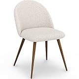 meuble tv interiors Blanc Iconik Interior Scandinavian Style Chaise de Salle à Manger - Tapissée en Tissu bouclé - Scandinave - Evelyne Blanc